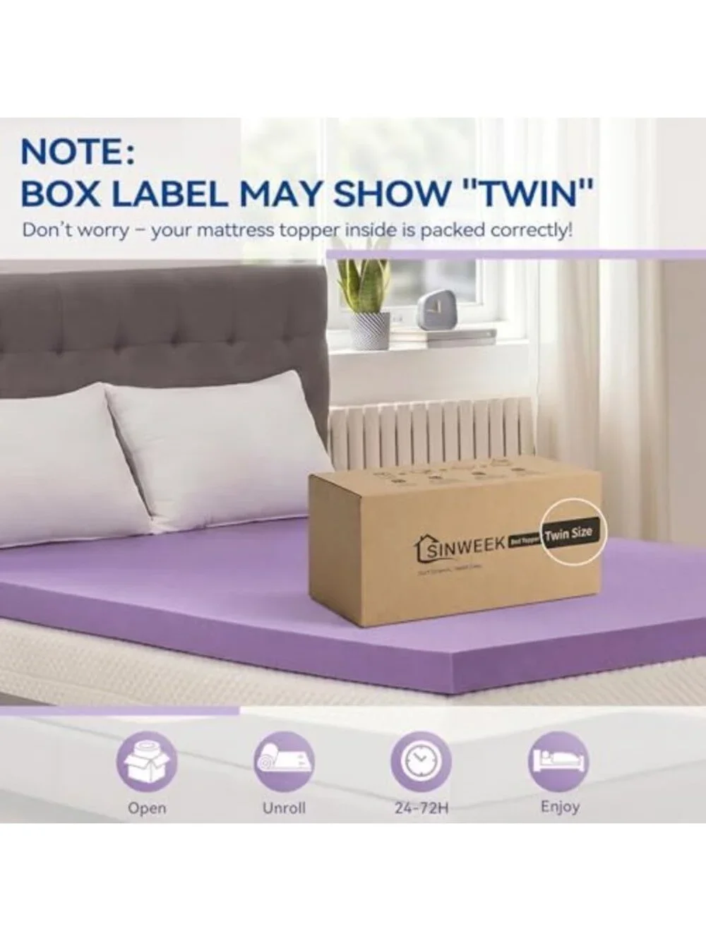 Queen Gel Memory Foam Mattress Topper - Soft, Ventilated, Pressure Relief Pad